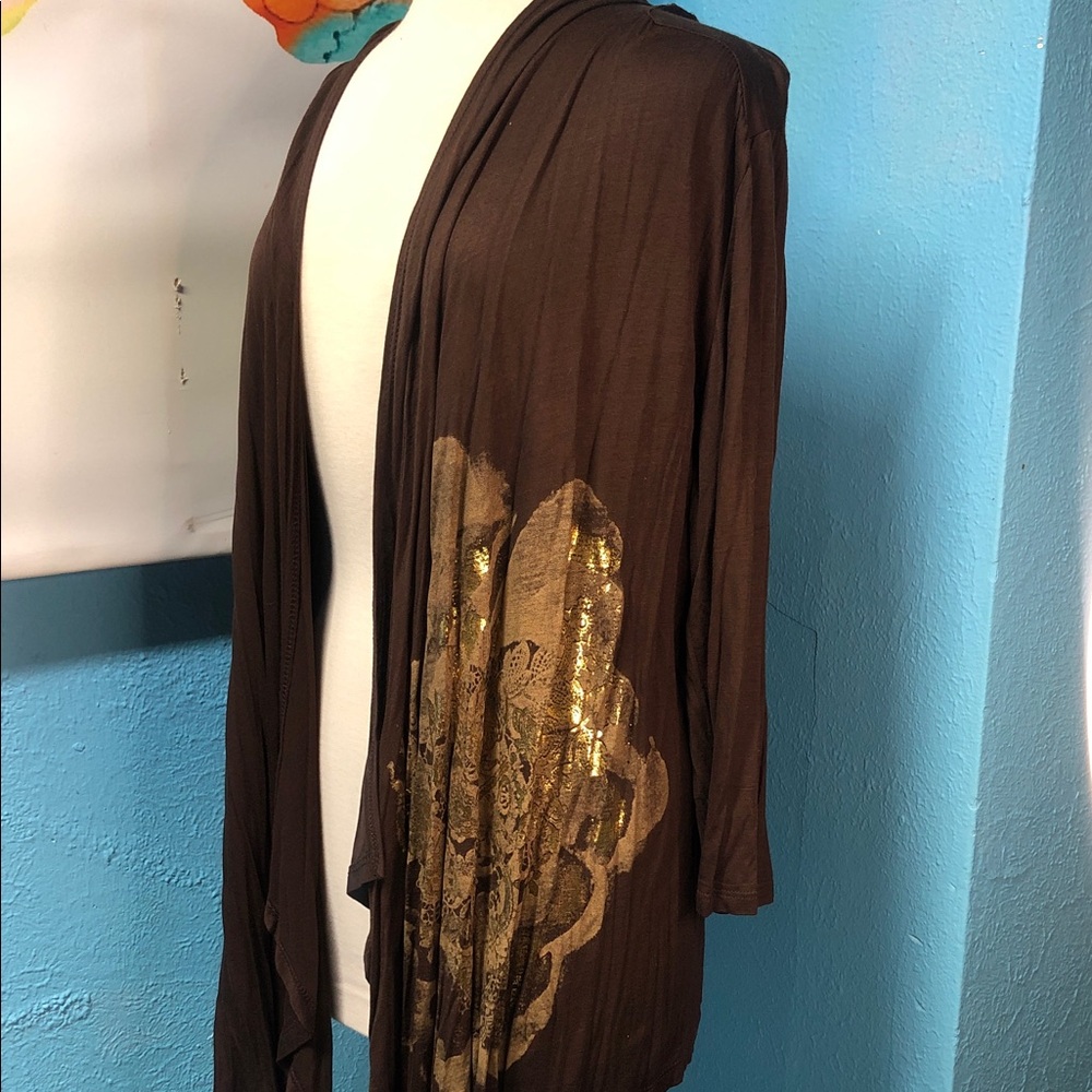 Ashley Stewart Brown and Gold Sweater